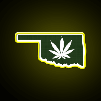 Leaf Oklahoma Hemp Inspired Green Leaf Led Neon Sign Rgb Color - Shineneon