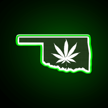 Leaf Oklahoma Hemp Inspired Green Leaf Led Neon Sign Rgb Color - Shineneon
