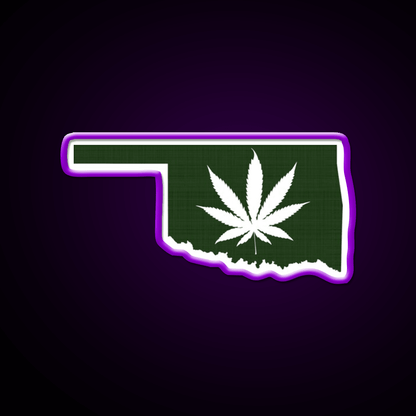Leaf Oklahoma Hemp Inspired Green Leaf Led Neon Sign Rgb Color - Shineneon