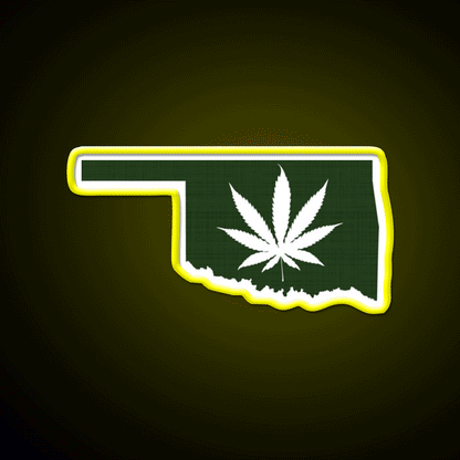 Leaf Oklahoma Hemp Inspired Green Leaf Led Neon Sign Rgb Color - Custom LED neon sign front view