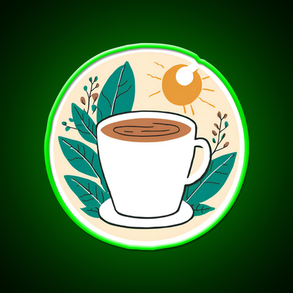 Leafy Coffee Cafe Led Neon Sign Espresso Bar Art Rgb Color