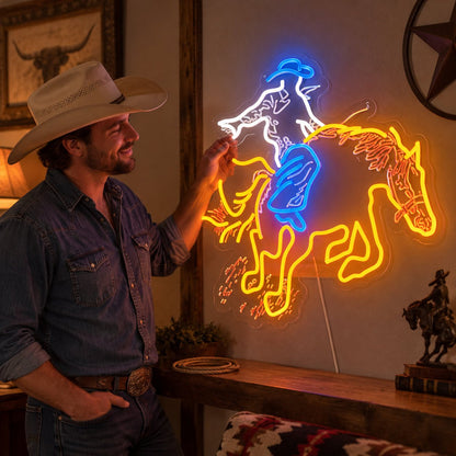 Leaning Cowboy Bucking Horse LED Neon Sign - Shineneon