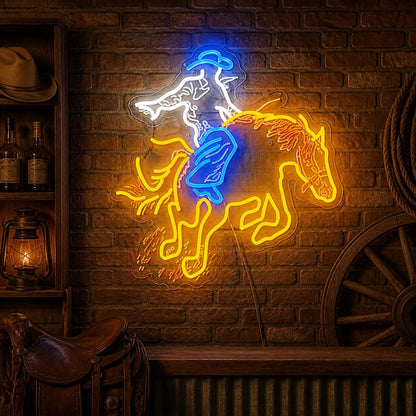 Leaning Cowboy Bucking Horse Vintage LED Neon Sign - Shineneon