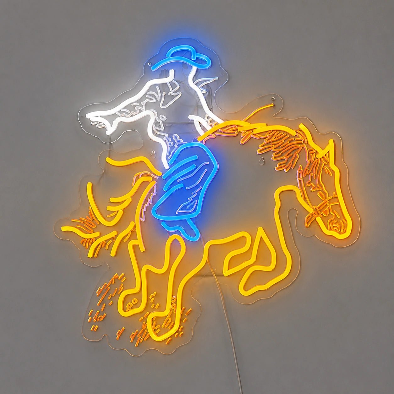 Leaning Cowboy Bucking Horse Vintage LED Neon Sign - Shineneon