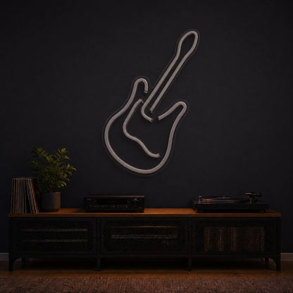 Leaning Electric Guitar LED Neon Sign Home Garage Wall Decoration size image