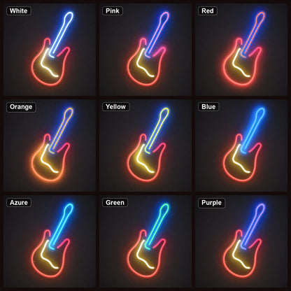 Leaning Electric Guitar LED Neon Sign Man Cave Neon Sign color grid