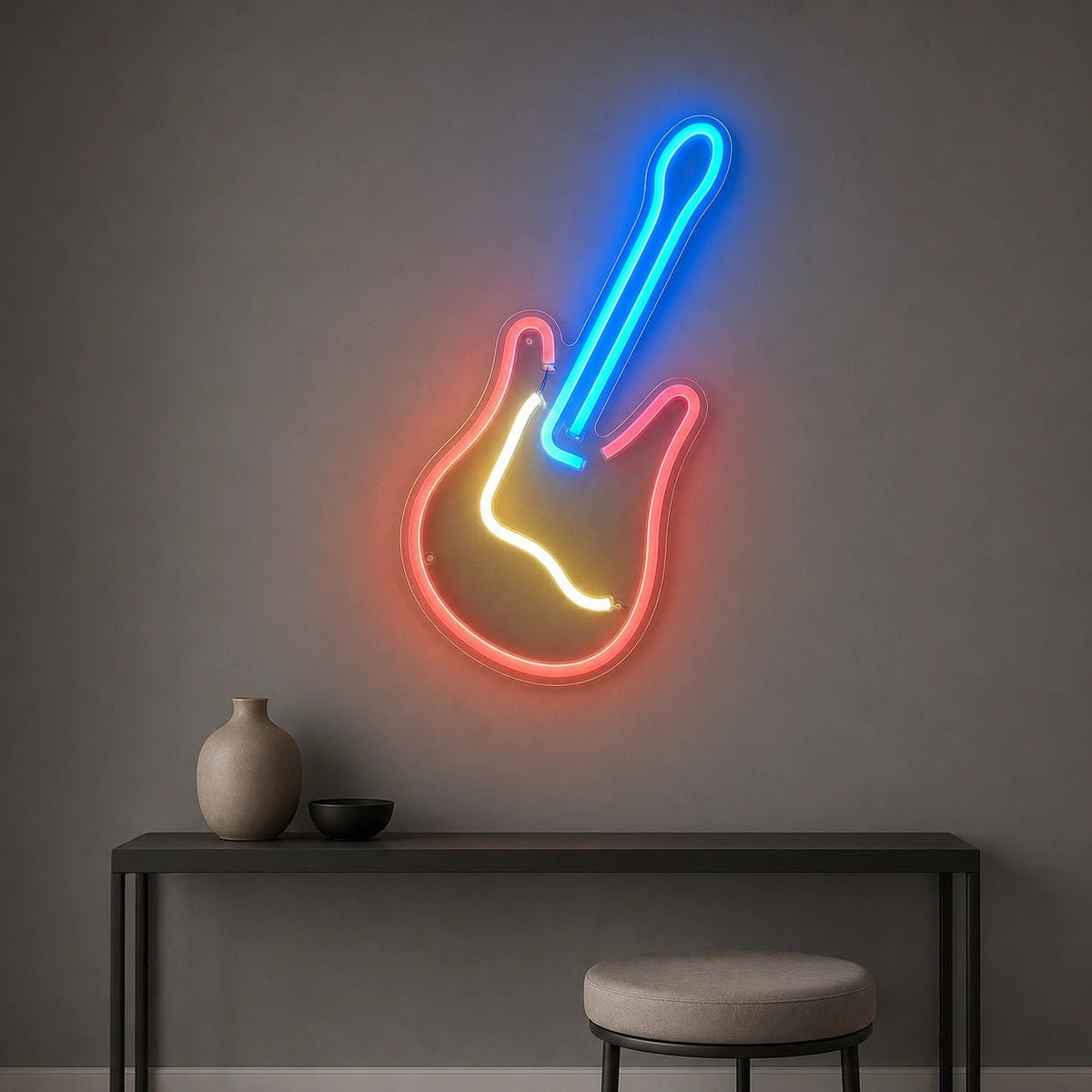 Leaning Electric Guitar LED Neon Sign Man Cave Neon Sign - Shineneon