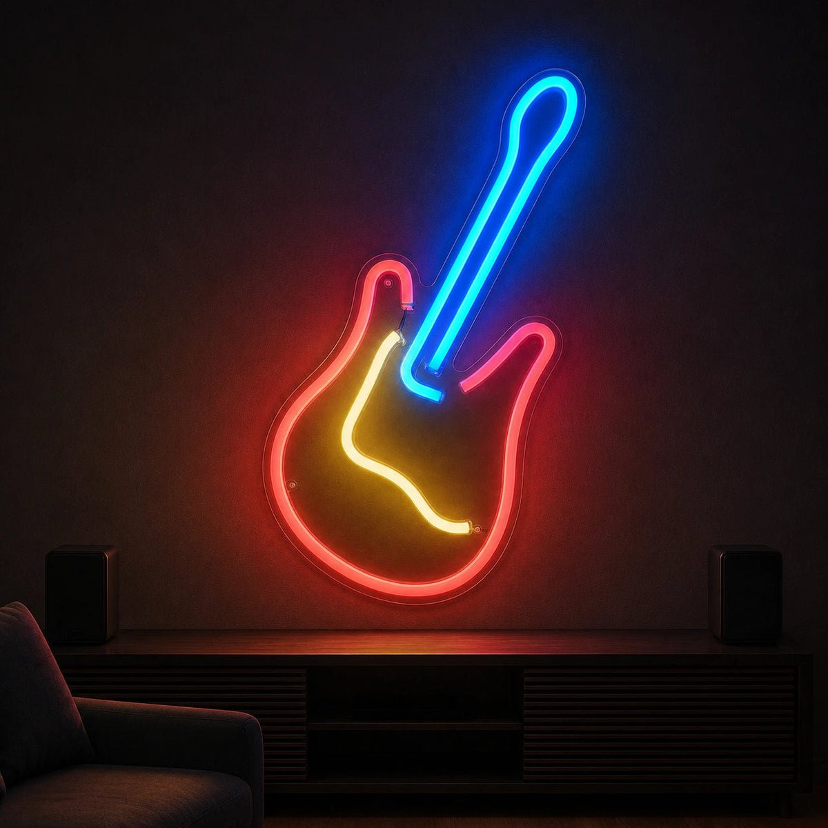 Leaning Electric Guitar LED Neon Sign Man Cave Neon Sign - Shineneon