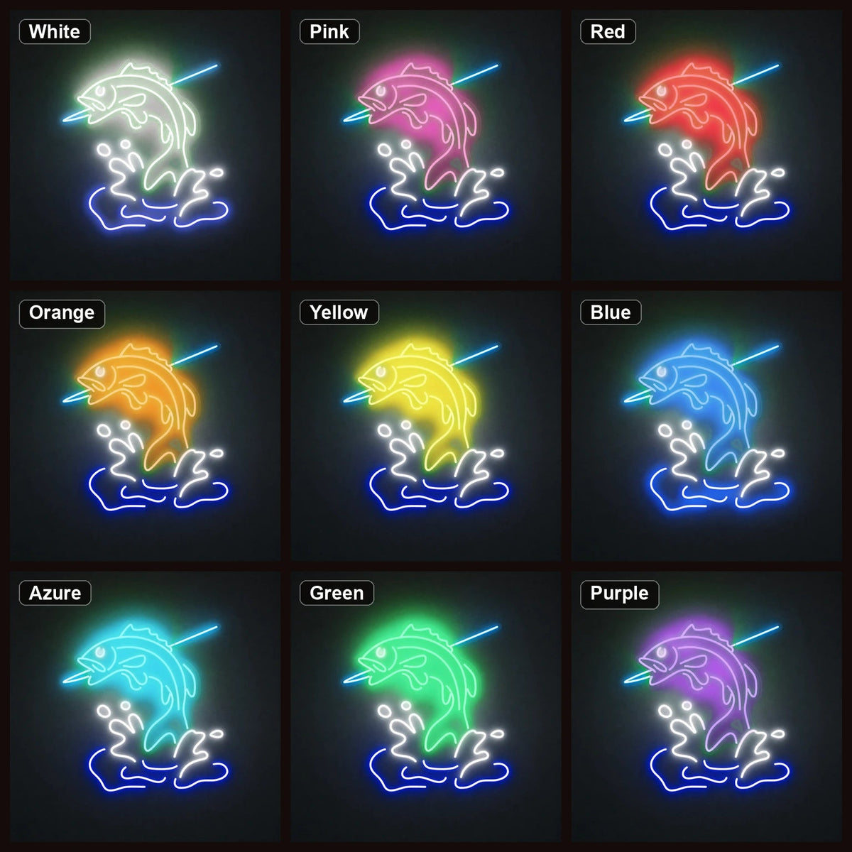 Leaping Bass Fish Over Splashing Water LED Neon Sign Man Cave Neon Sign - Shineneon