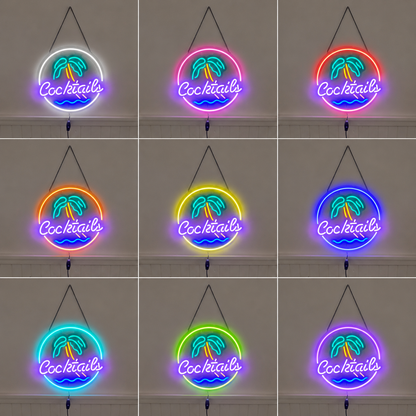 LED Neon Cocktails Palm Tree Sign Vibrant Multi Color Wall Light LED Neon Sign color grid