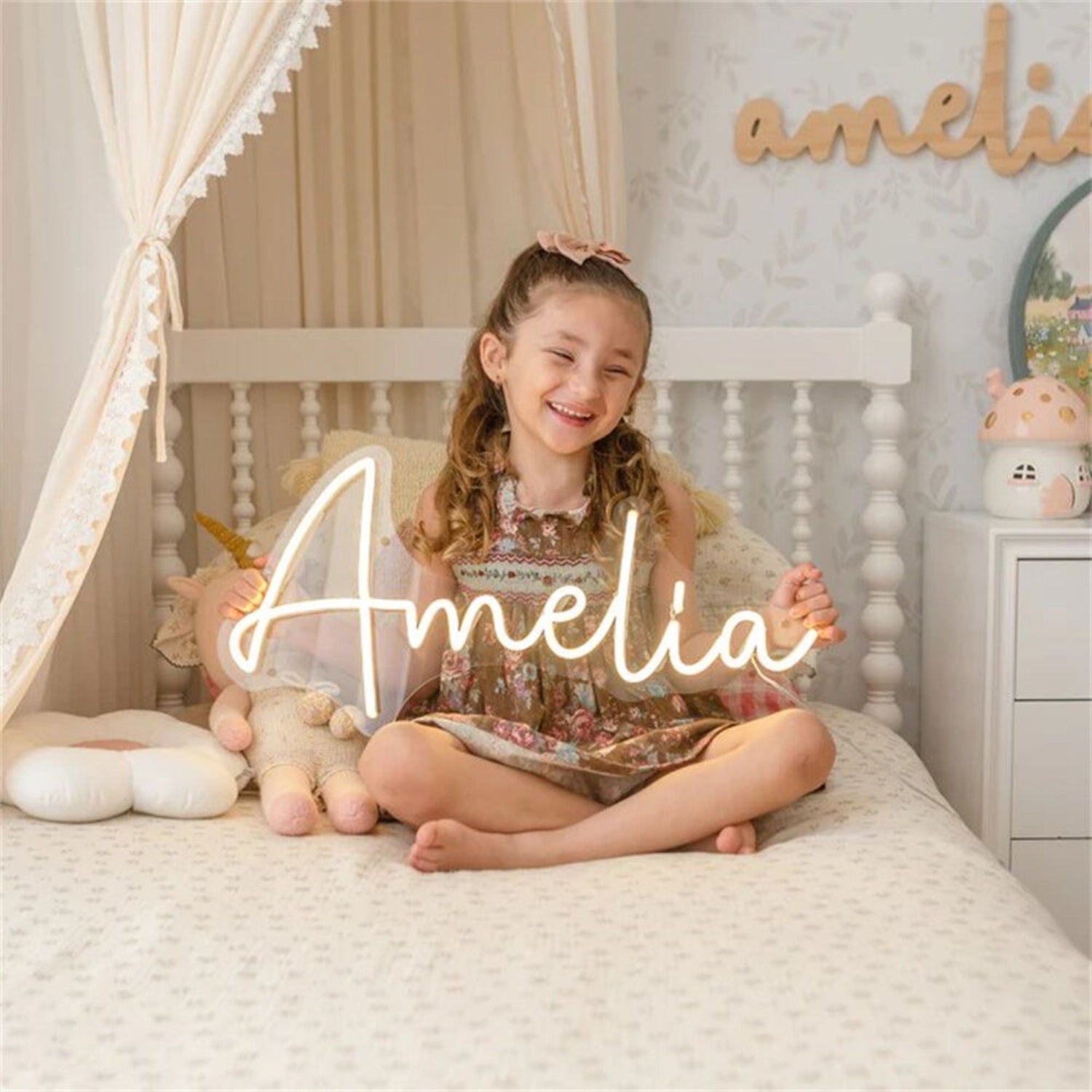 Led Neon Name Amelia With Heart Led Neon Sign - Shineneon