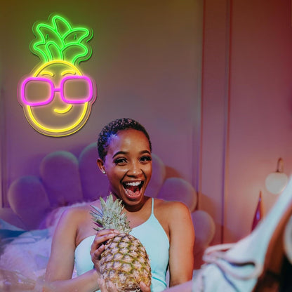 Led Neon Sign Pineapple In Dark Pink Sunglasses Tropical Decor | Shineneon