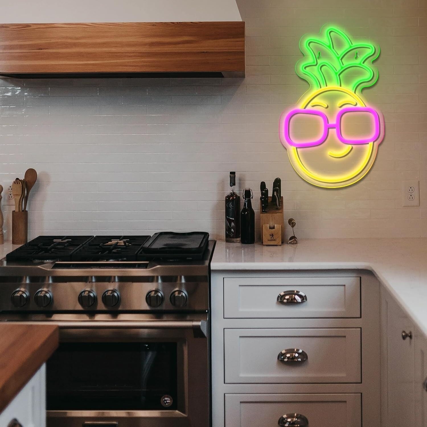 Led Neon Sign Pineapple In Dark Pink Sunglasses Tropical Decor | Shineneon