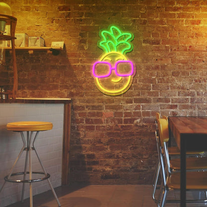 Led Neon Sign Pineapple In Dark Pink Sunglasses Tropical Decor | Shineneon