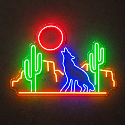 Coyote Moon Cactus LED Neon Sign — original product image 01
