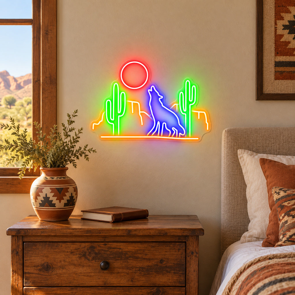 Coyote Moon Cactus LED Neon Sign — original product image 02