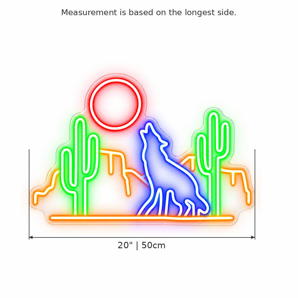Coyote Moon Cactus LED Neon Sign — original product image 03