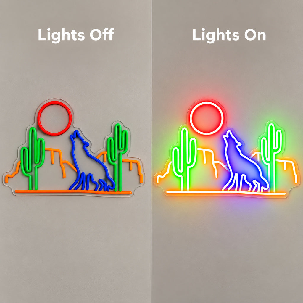 Coyote Moon Cactus LED Neon Sign — original product image 05