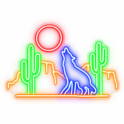 Coyote Moon Cactus LED Neon Sign — original product image 06