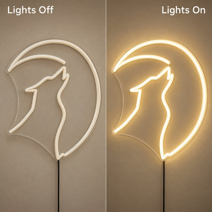 Howling Wolf Crescent Moon LED Neon Sign — original product image 05