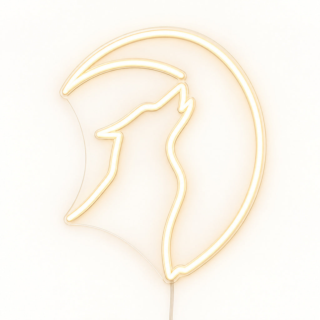 Howling Wolf Crescent Moon LED Neon Sign — original product image 06