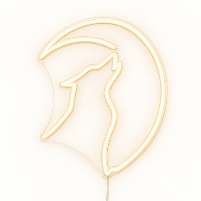 Howling Wolf Crescent Moon LED Neon Sign — original product image 06
