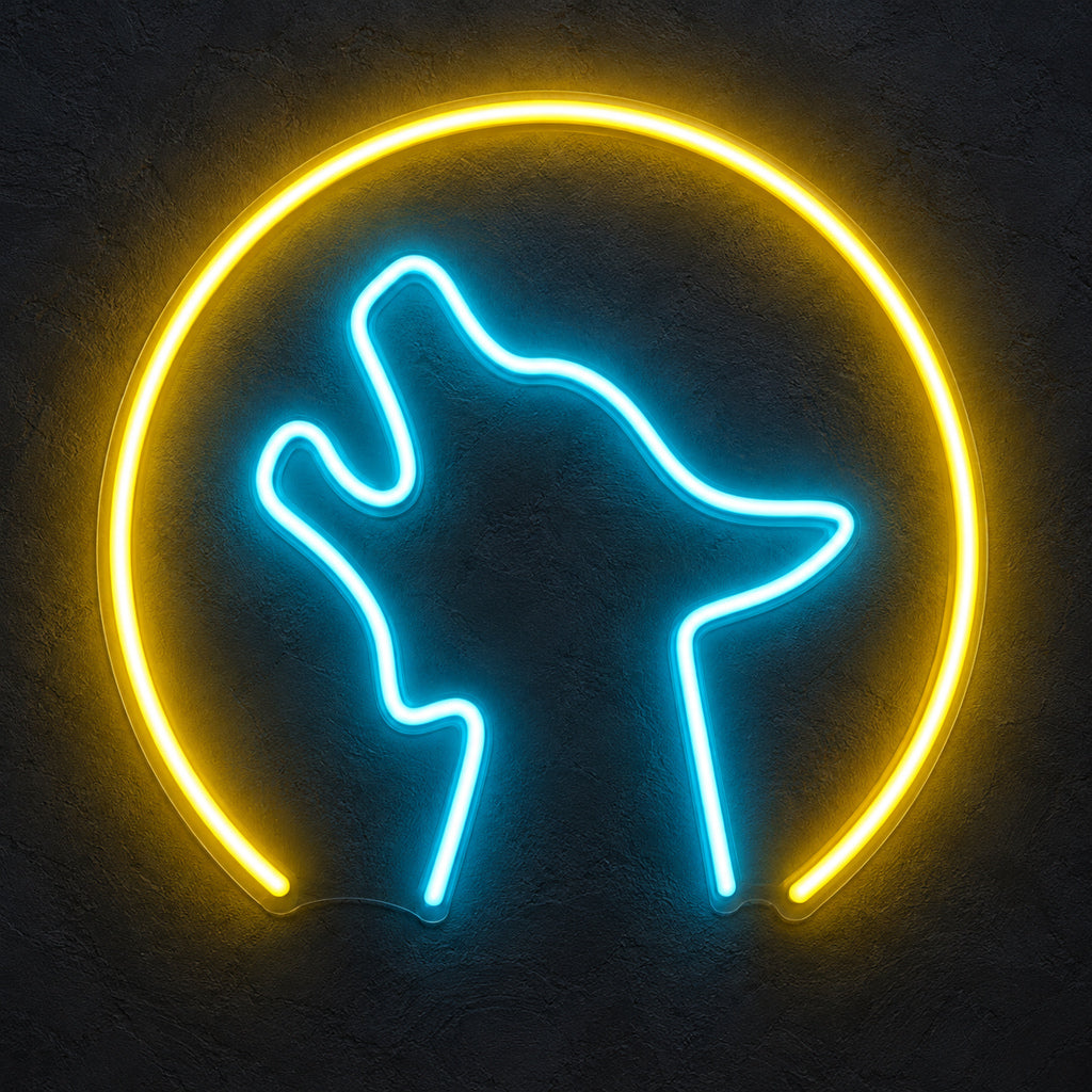 Howling Wolf Head Full Moon LED Neon Sign — original product image 01
