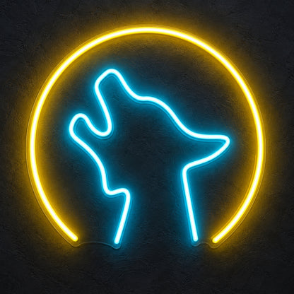 Howling Wolf Head Full Moon LED Neon Sign — original product image 01