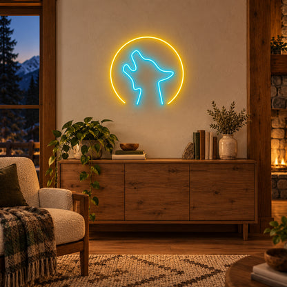 Howling Wolf Head Full Moon LED Neon Sign — original product image 02