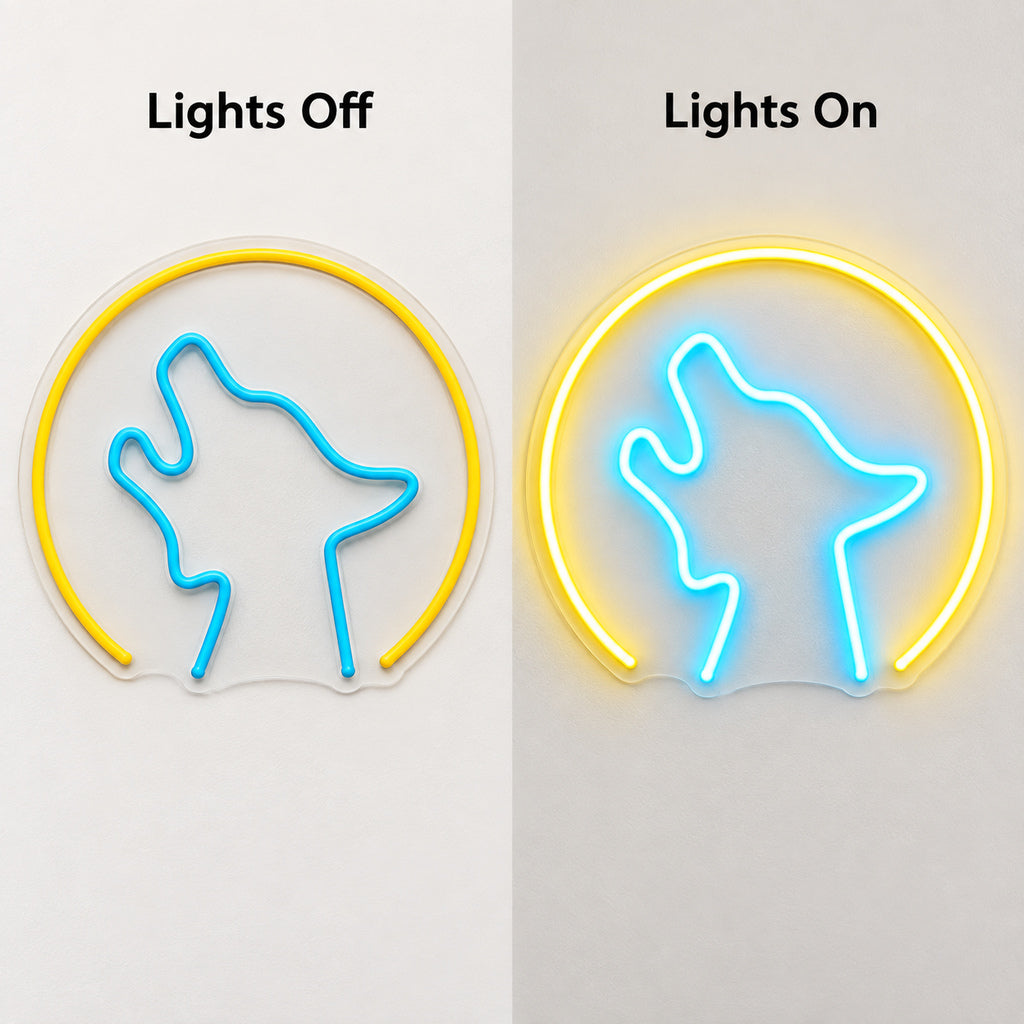 Howling Wolf Head Full Moon LED Neon Sign — original product image 05