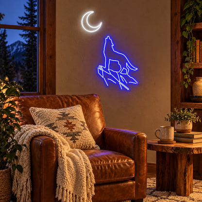 Howling Wolf Moon LED Neon Sign — original product image 02