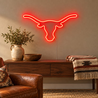 Longhorn Steer Head LED Neon Sign — original product image 02