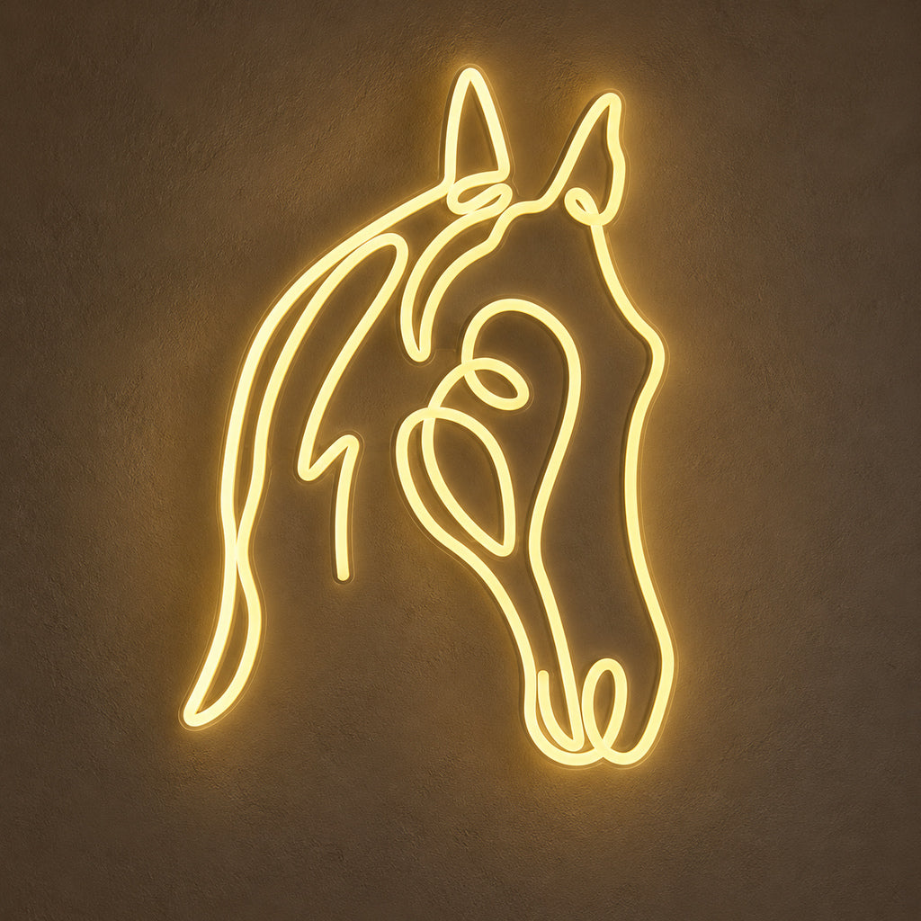 One Line Horse Head Tiled Wall LED Neon Sign — original product image 01