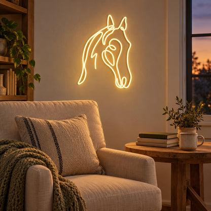 One Line Horse Head Tiled Wall LED Neon Sign — original product image 02