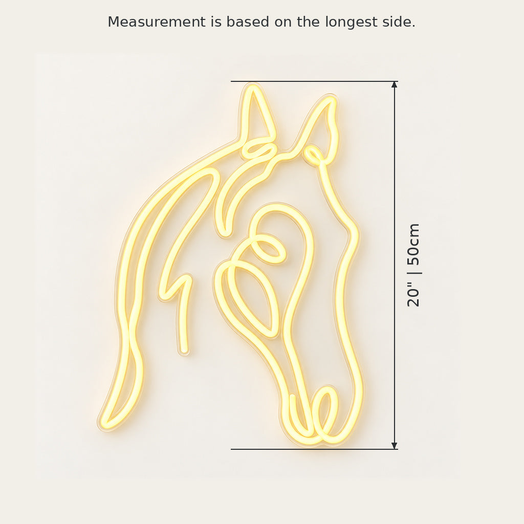 One Line Horse Head Tiled Wall LED Neon Sign — original product image 03