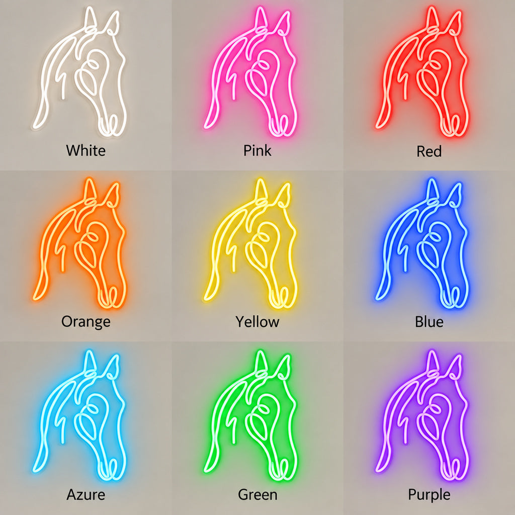 One Line Horse Head Tiled Wall LED Neon Sign — original product image 04