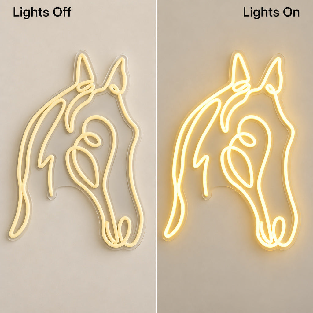 One Line Horse Head Tiled Wall LED Neon Sign — original product image 05