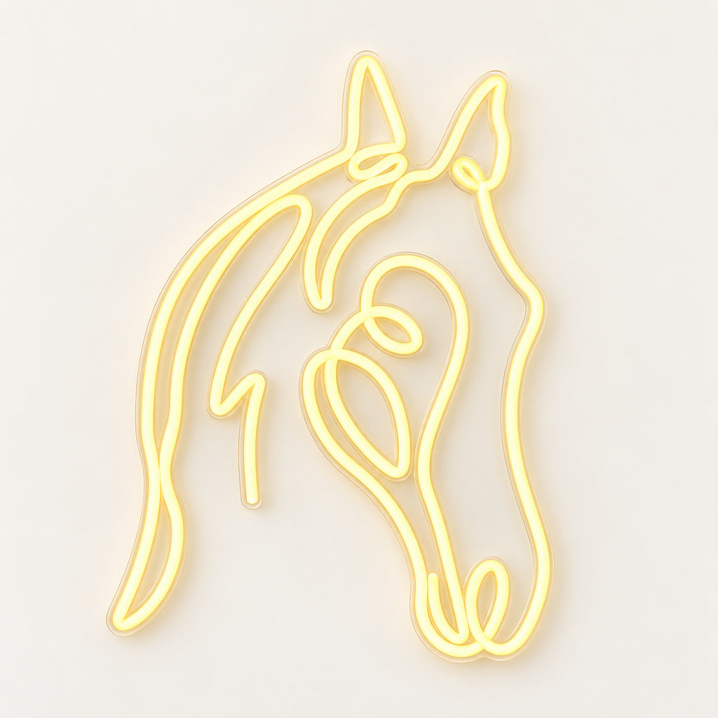 One Line Horse Head Tiled Wall LED Neon Sign — original product image 06
