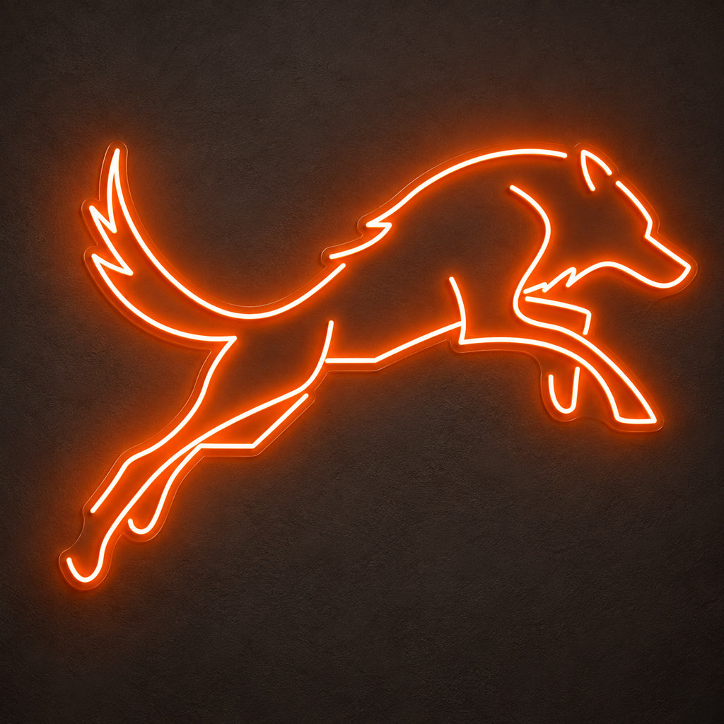 Orange Running Wolf LED Neon Sign — original product image 01