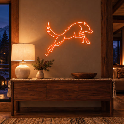 Orange Running Wolf LED Neon Sign — original product image 02