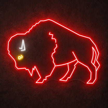Red Bison Silhouette LED Neon Sign — original product image 01
