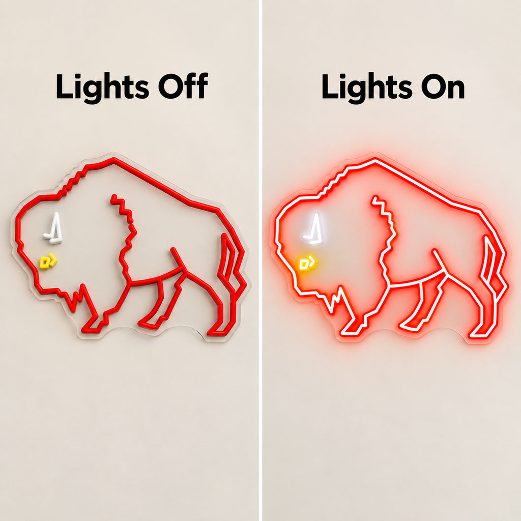 Red Bison Silhouette LED Neon Sign — original product image 05