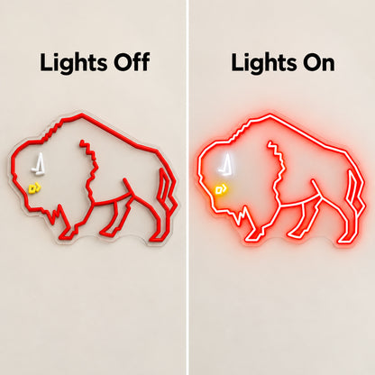 Red Bison Silhouette LED Neon Sign — original product image 05