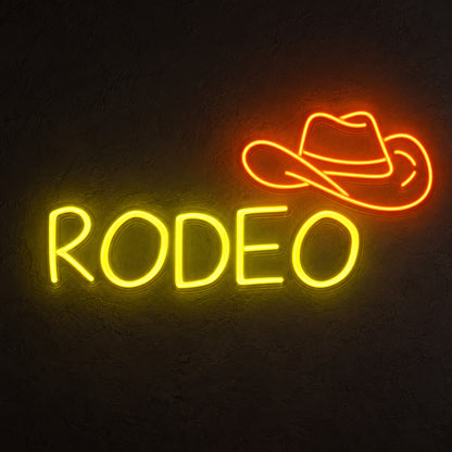Rodeo Orange Cowboy Hat LED Neon Sign — original product image 01