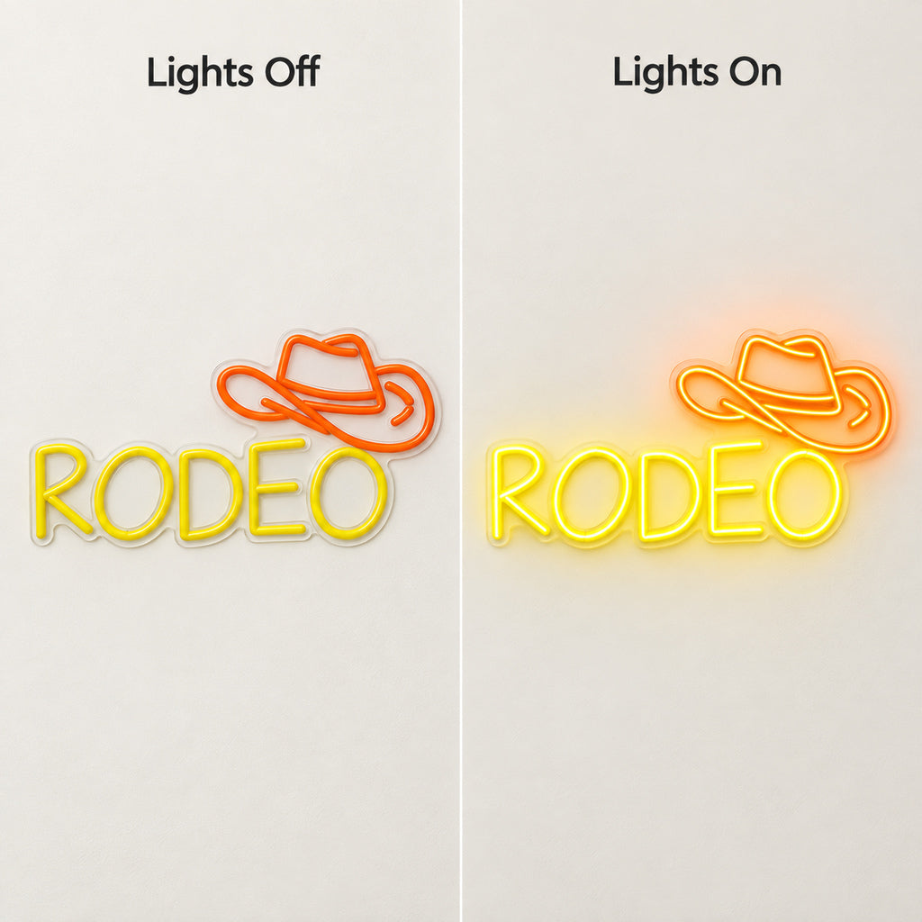 Rodeo Orange Cowboy Hat LED Neon Sign — original product image 05