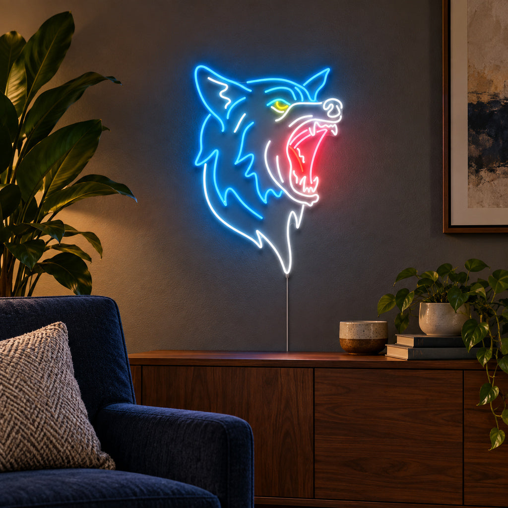 Snarling Wolf Head LED Neon Sign — original product image 02