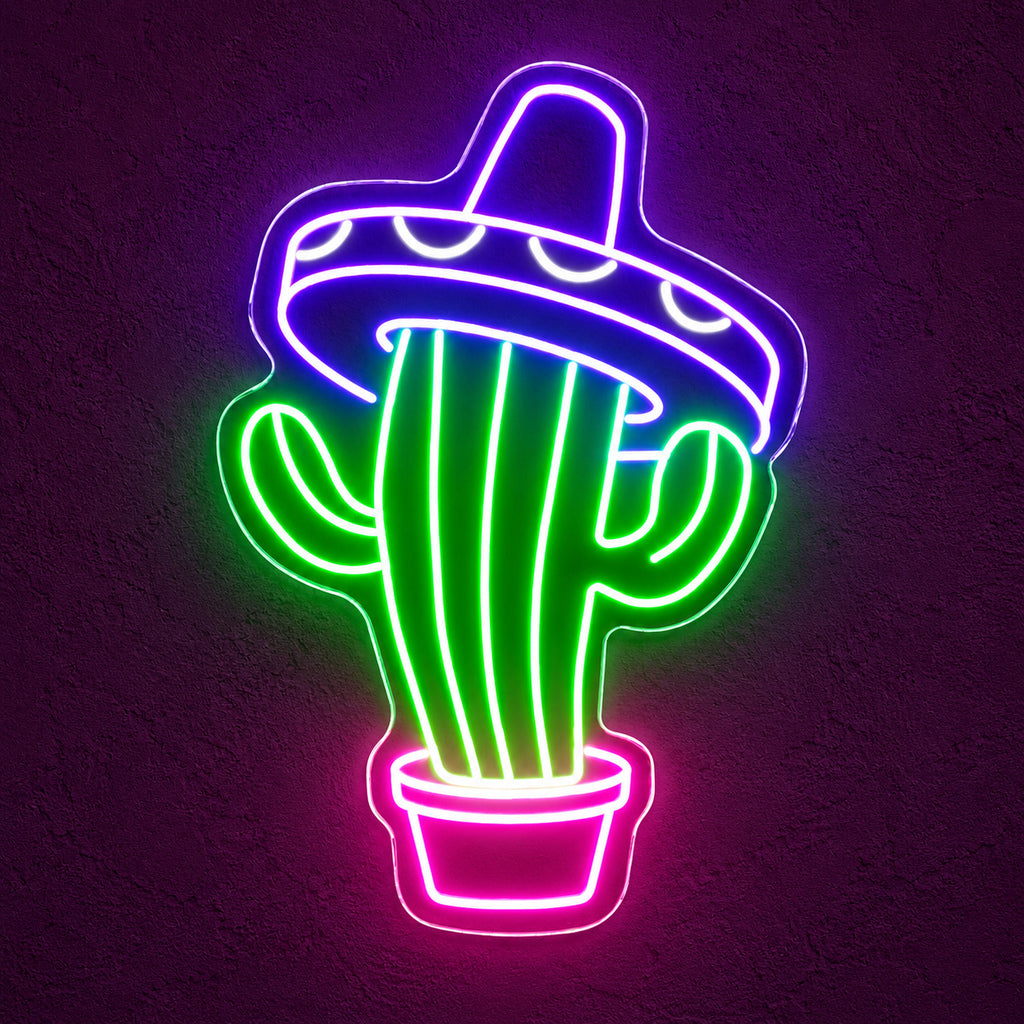 Sombrero Cactus LED Neon Sign — original product image 01