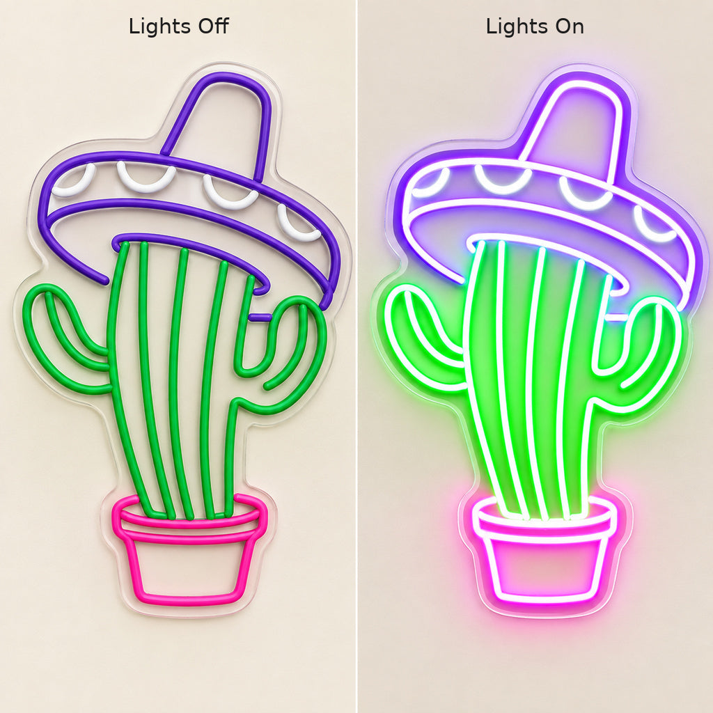 Sombrero Cactus LED Neon Sign — original product image 05