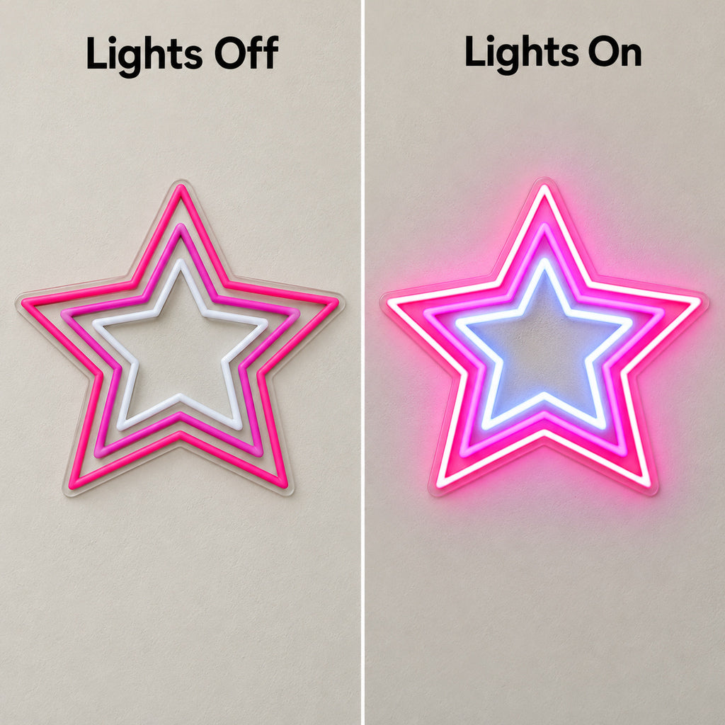 Triple Outline Star LED Neon Sign — original product image 05