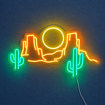 Two Cactus Desert Sun LED Neon Sign — original product image 01